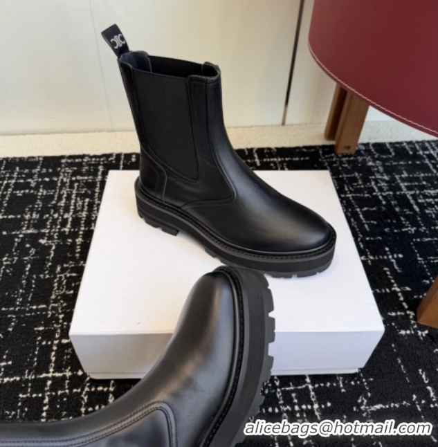 Stylish Celine Black Calfskin Leather Ankle Boots 4.5cm CE1209026 1209066 2026
