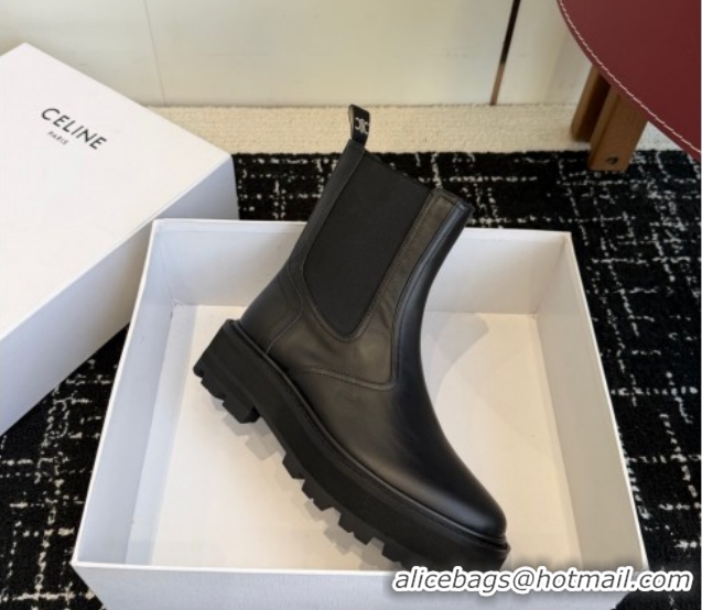 Stylish Celine Black Calfskin Leather Ankle Boots 4.5cm CE1209026 1209066 2026
