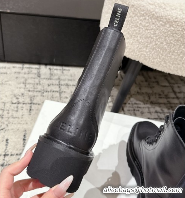 Pretty Style Celine Black Calfskin Leather Ankle Boots with Studded Letters CE1209027 1209067 2026