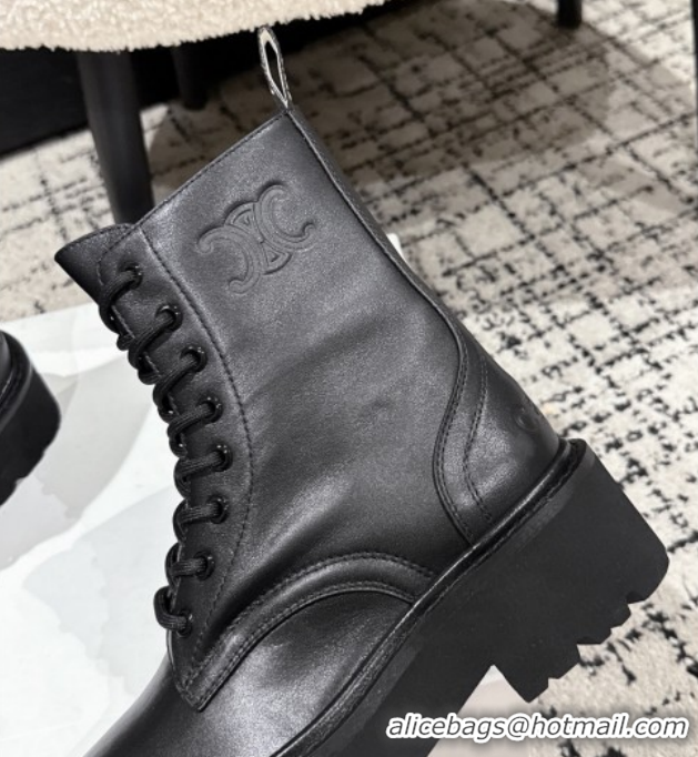 Pretty Style Celine Black Calfskin Leather Ankle Boots with Studded Letters CE1209027 1209067 2026