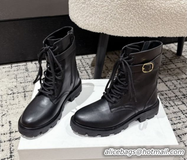 Buy Luxury Celine Black Calfskin Leather Ankle Boots with Buckle 2025 CE1209028 1209068 2026