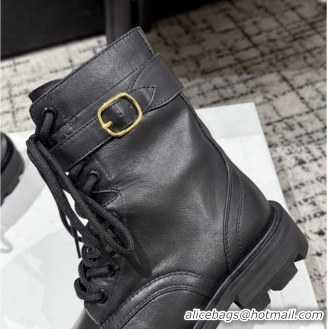 Buy Luxury Celine Black Calfskin Leather Ankle Boots with Buckle 2025 CE1209028 1209068 2026