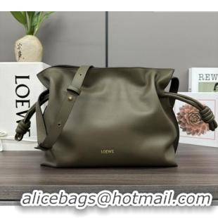 Best Price Loewe Flamenco Medium Clutch in Nappa Calfskin Leather 262386 Dark Khaki Green 2026