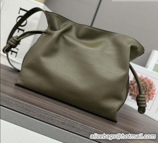 Best Price Loewe Flamenco Medium Clutch in Nappa Calfskin Leather 262386 Dark Khaki Green 2026