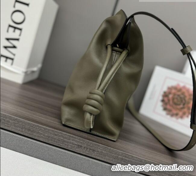 Best Price Loewe Flamenco Medium Clutch in Nappa Calfskin Leather 262386 Dark Khaki Green 2026