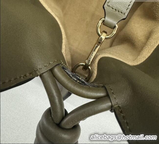 Best Price Loewe Flamenco Medium Clutch in Nappa Calfskin Leather 262386 Dark Khaki Green 2026