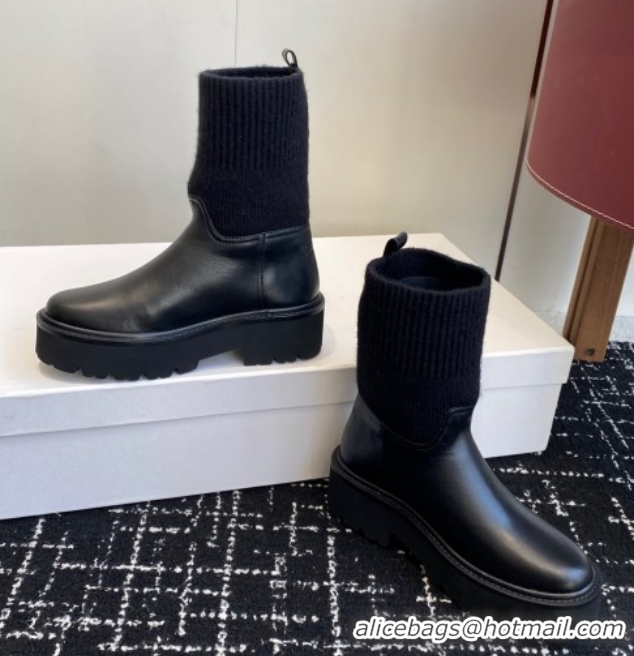 Best Product Celine Calfskin Leather and Knit Ankle Boots 4.5cm Black CE082605 1209070 2026