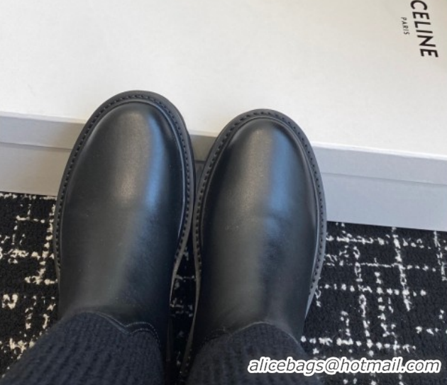 Best Product Celine Calfskin Leather and Knit Ankle Boots 4.5cm Black CE082605 1209070 2026