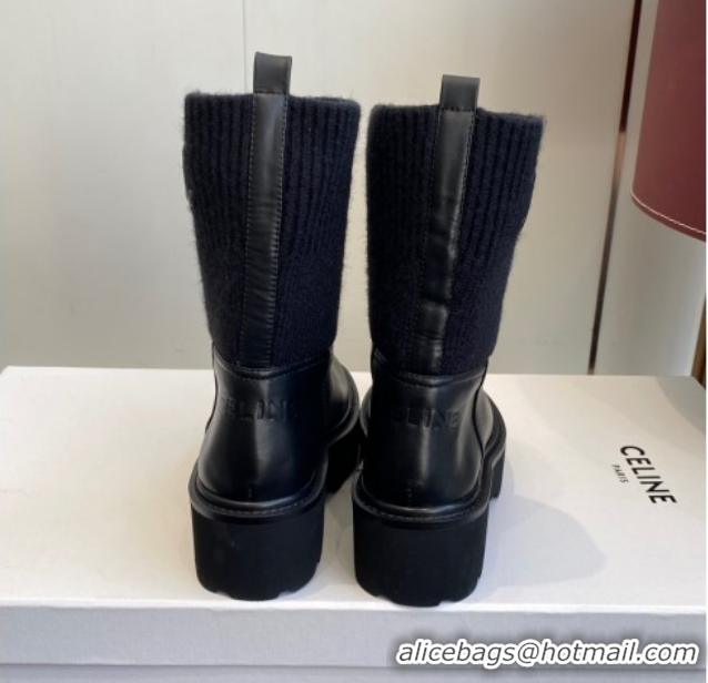 Best Product Celine Calfskin Leather and Knit Ankle Boots 4.5cm Black CE082605 1209070 2026