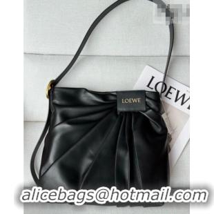 Best Product Loewe Draped tote bag in mellow nappa lambskin Leather 1781 Black 2026