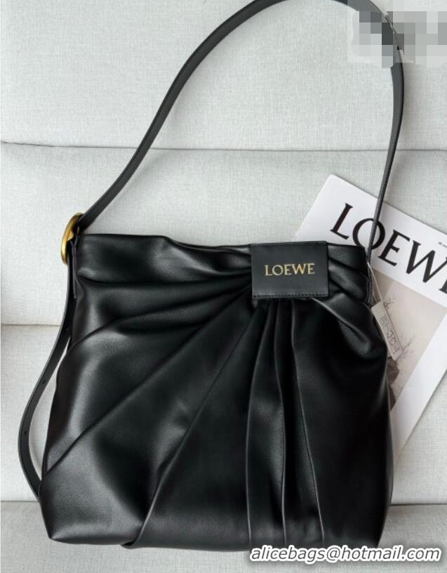Best Product Loewe Draped tote bag in mellow nappa lambskin Leather 1781 Black 2026