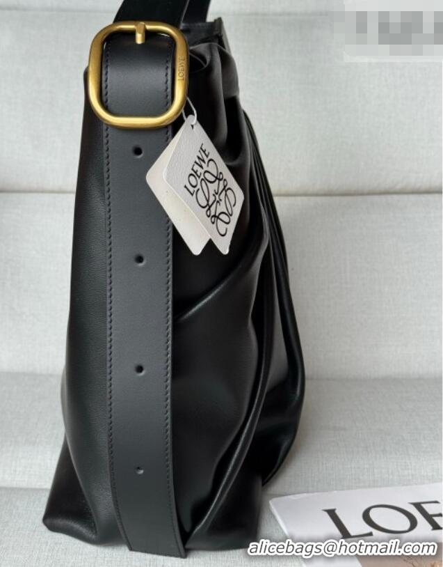 Best Product Loewe Draped tote bag in mellow nappa lambskin Leather 1781 Black 2026