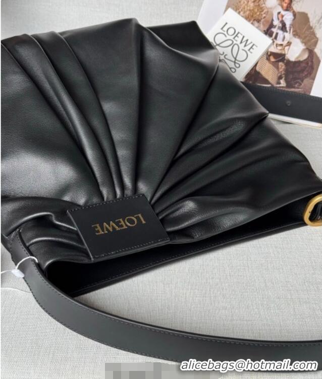 Best Product Loewe Draped tote bag in mellow nappa lambskin Leather 1781 Black 2026
