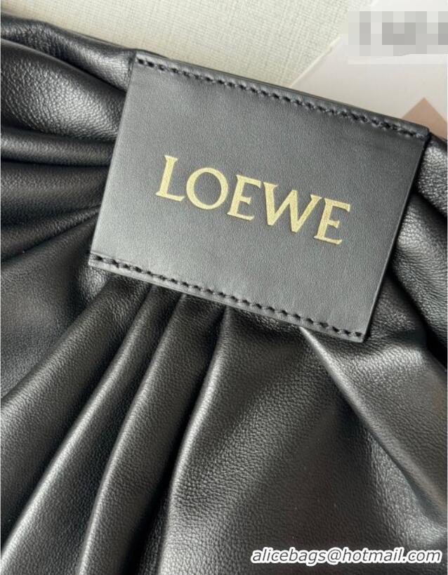 Best Product Loewe Draped tote bag in mellow nappa lambskin Leather 1781 Black 2026