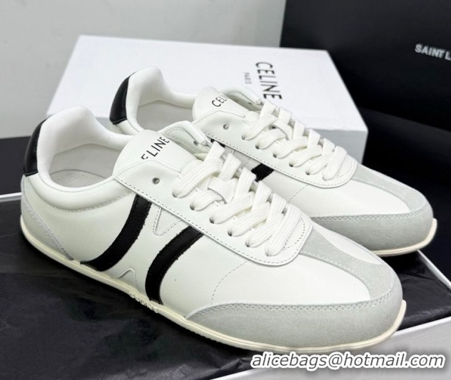 Best Price Celine Jogger Low Laced-up Sneakers in Calfskin Leather and Suede White/Black 1209071 2026