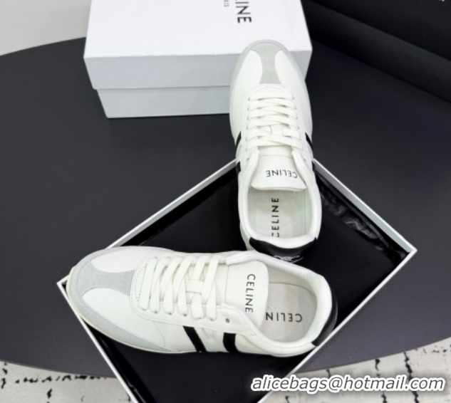 Best Price Celine Jogger Low Laced-up Sneakers in Calfskin Leather and Suede White/Black 1209071 2026