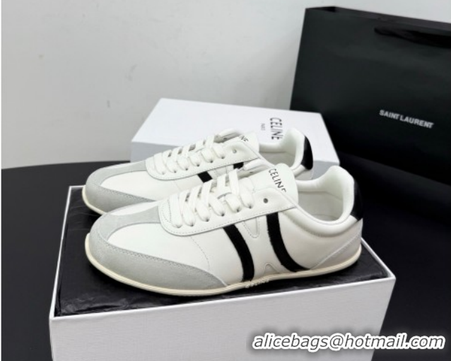 Best Price Celine Jogger Low Laced-up Sneakers in Calfskin Leather and Suede White/Black 1209071 2026