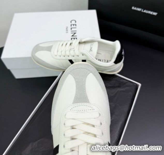 Best Price Celine Jogger Low Laced-up Sneakers in Calfskin Leather and Suede White/Black 1209071 2026