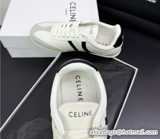 Best Price Celine Jogger Low Laced-up Sneakers in Calfskin Leather and Suede White/Black 1209071 2026