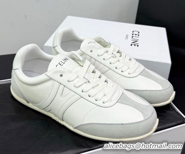 Low Price Celine Jogger Low Laced-up Sneakers in Calfskin Leather and Suede White 1209072 2026
