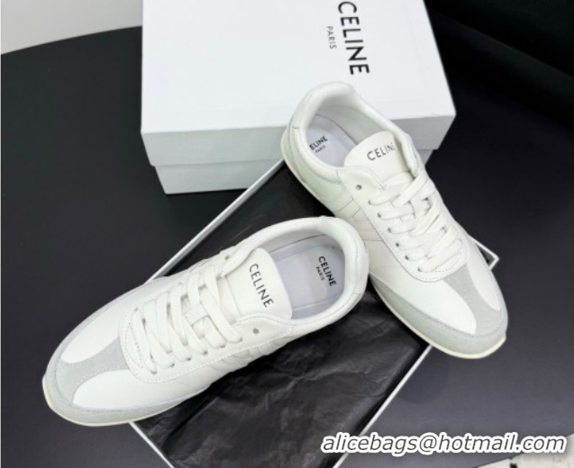 Low Price Celine Jogger Low Laced-up Sneakers in Calfskin Leather and Suede White 1209072 2026