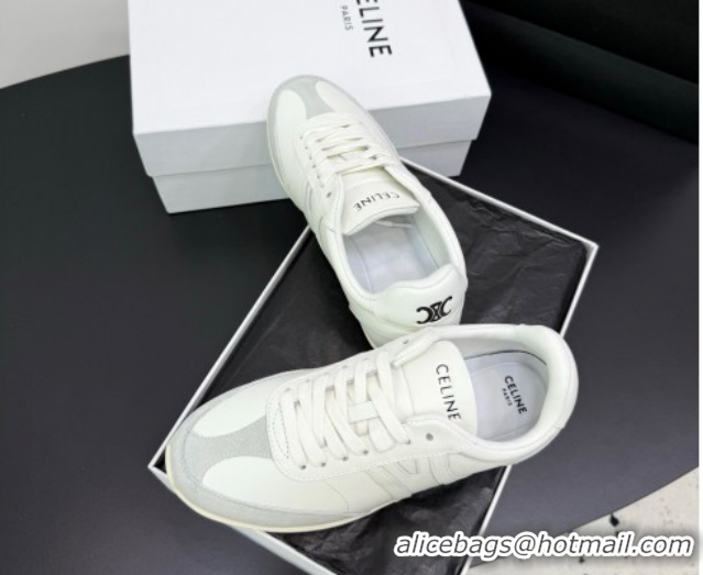 Low Price Celine Jogger Low Laced-up Sneakers in Calfskin Leather and Suede White 1209072 2026