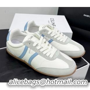 Low Cost Celine Jogger Low Laced-up Sneakers in Calfskin Leather and Suede White/Blue 1209073 2026