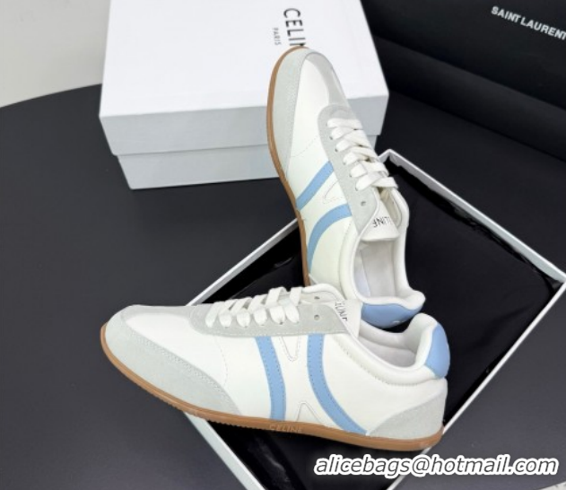 Low Cost Celine Jogger Low Laced-up Sneakers in Calfskin Leather and Suede White/Blue 1209073 2026