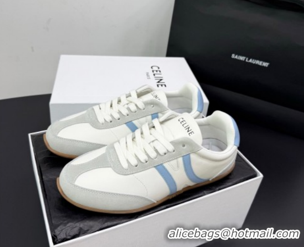 Low Cost Celine Jogger Low Laced-up Sneakers in Calfskin Leather and Suede White/Blue 1209073 2026