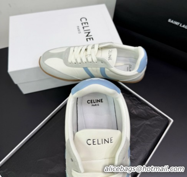 Low Cost Celine Jogger Low Laced-up Sneakers in Calfskin Leather and Suede White/Blue 1209073 2026