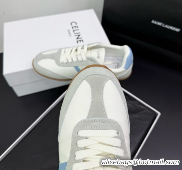 Low Cost Celine Jogger Low Laced-up Sneakers in Calfskin Leather and Suede White/Blue 1209073 2026