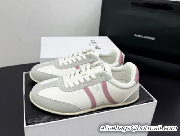 Popular Style Celine Jogger Low Laced-up Sneakers in Calfskin Leather and Suede White/Pink 1209074 2026
