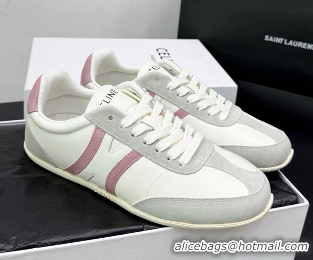Popular Style Celine Jogger Low Laced-up Sneakers in Calfskin Leather and Suede White/Pink 1209074 2026