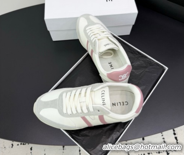 Popular Style Celine Jogger Low Laced-up Sneakers in Calfskin Leather and Suede White/Pink 1209074 2026