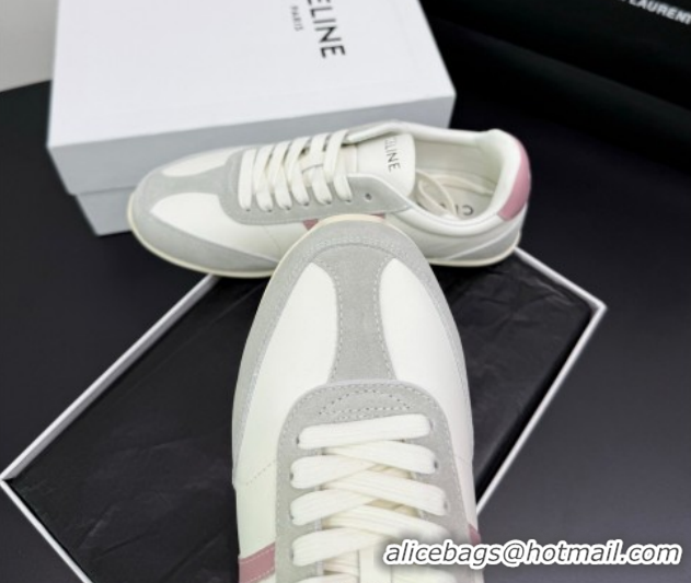 Popular Style Celine Jogger Low Laced-up Sneakers in Calfskin Leather and Suede White/Pink 1209074 2026