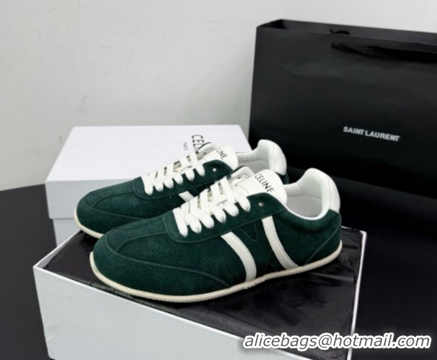 Luxurious Celine Jogger Low Laced-up Sneakers in Suede Green 1209076 2026