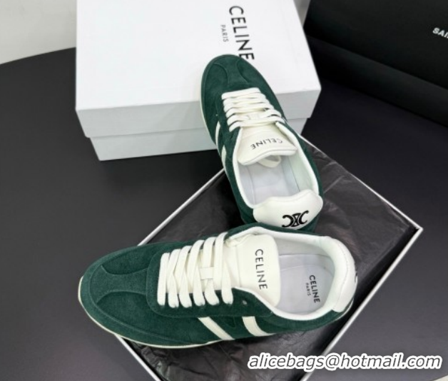 Luxurious Celine Jogger Low Laced-up Sneakers in Suede Green 1209076 2026