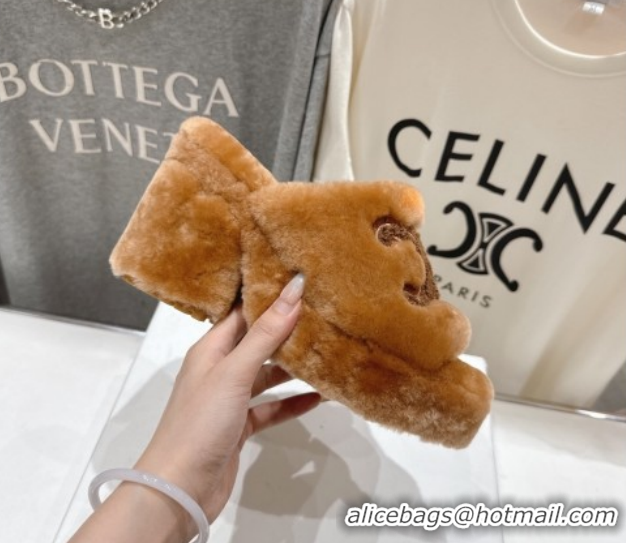 Inexpensive Celine Wool Platform Slides Sandal 8cm CE120901 Brown 2026