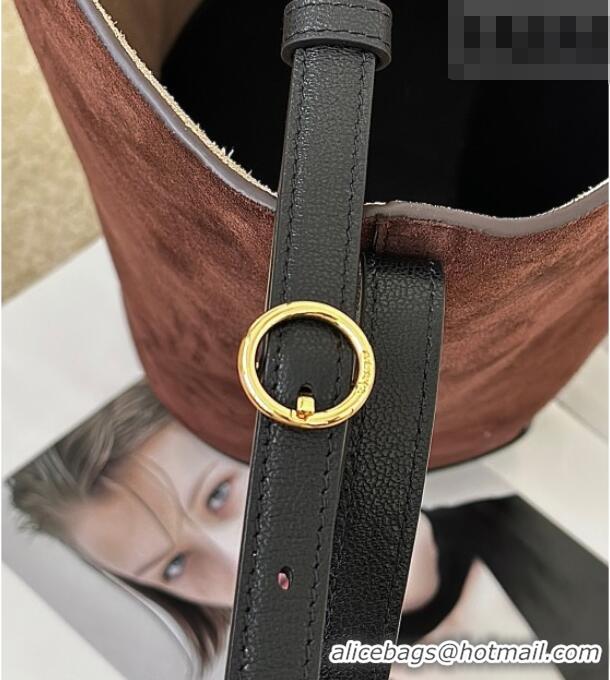 Luxury Discount Alaia Hip Small Bucket Bag in Suede 8857 Brown 2026