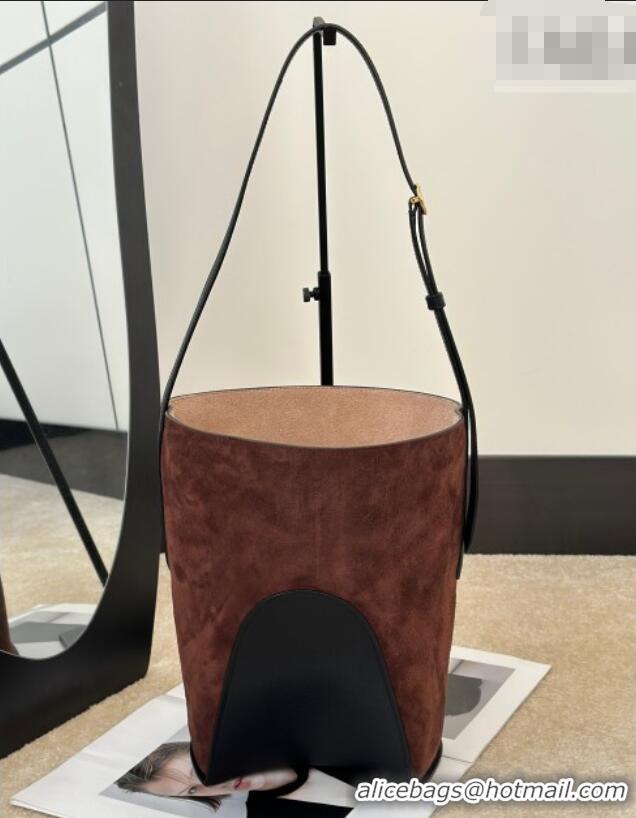 Luxury Discount Alaia Hip Small Bucket Bag in Suede 8857 Brown 2026