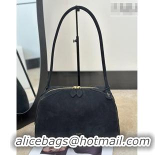 Inexpensive Alaia Le Bouledogue Bowling Shoulder Bag in Nubuck Leather 8855 Black 2026