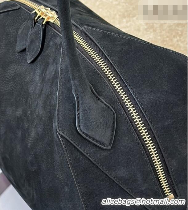 Inexpensive Alaia Le Bouledogue Bowling Shoulder Bag in Nubuck Leather 8855 Black 2026