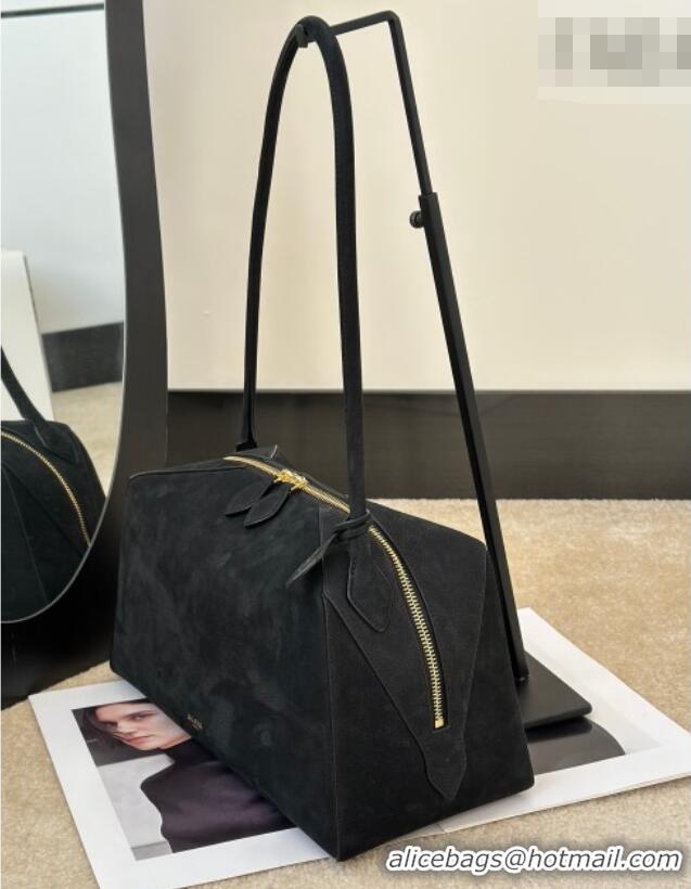 Inexpensive Alaia Le Bouledogue Bowling Shoulder Bag in Nubuck Leather 8855 Black 2026