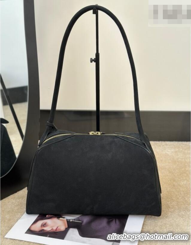 Inexpensive Alaia Le Bouledogue Bowling Shoulder Bag in Nubuck Leather 8855 Black 2026