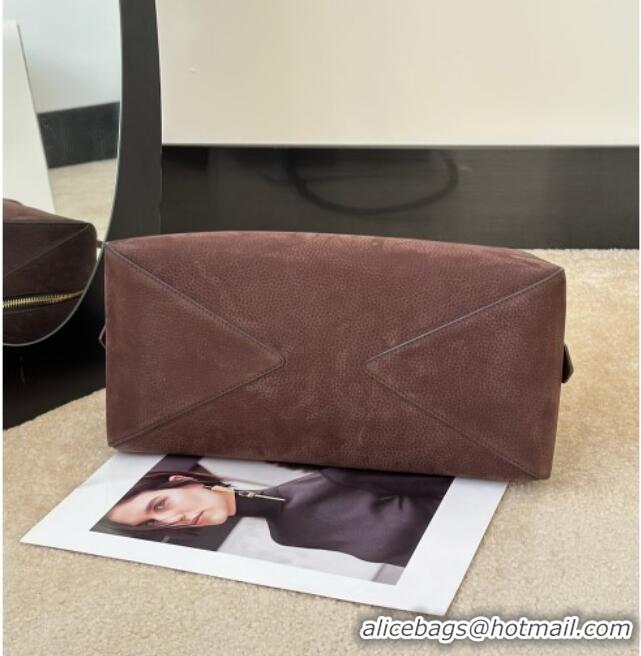 Buy Discount Alaia Le Bouledogue Bowling Shoulder Bag in Nubuck Leather 8855 Dark Brown 2026