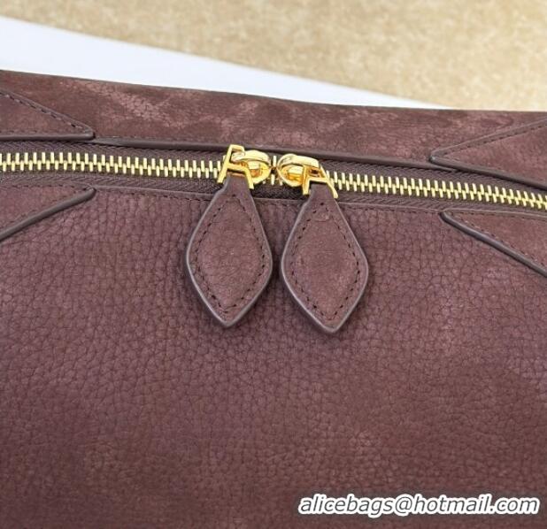 Buy Discount Alaia Le Bouledogue Bowling Shoulder Bag in Nubuck Leather 8855 Dark Brown 2026