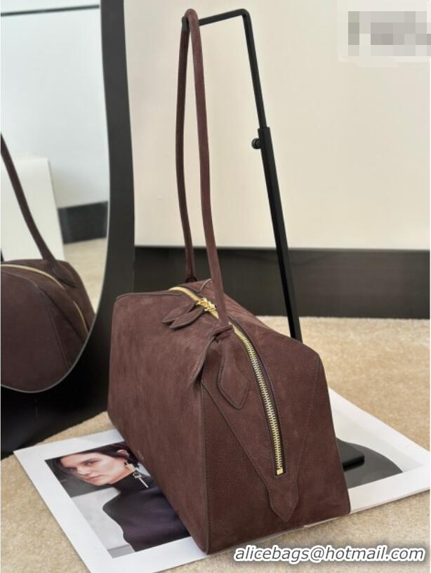 Buy Discount Alaia Le Bouledogue Bowling Shoulder Bag in Nubuck Leather 8855 Dark Brown 2026