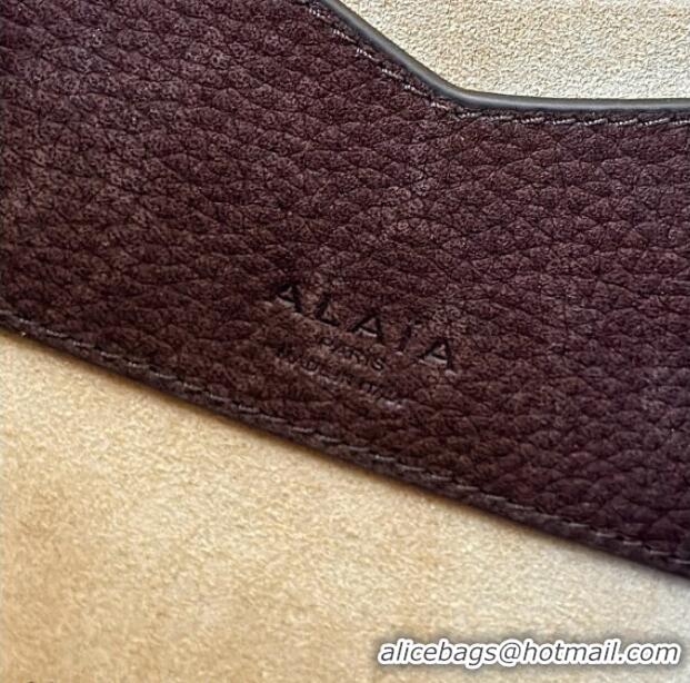 Buy Discount Alaia Le Bouledogue Bowling Shoulder Bag in Nubuck Leather 8855 Dark Brown 2026