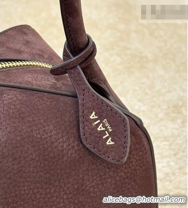 Buy Discount Alaia Le Bouledogue Bowling Shoulder Bag in Nubuck Leather 8855 Dark Brown 2026