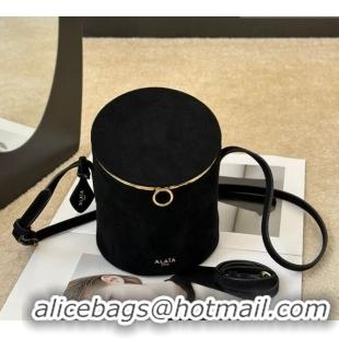 Promotional Alaia La Canette Small Cylindrical Bag in Suede 8851 Black 2026